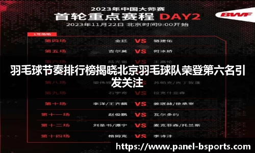 羽毛球节奏排行榜揭晓北京羽毛球队荣登第六名引发关注